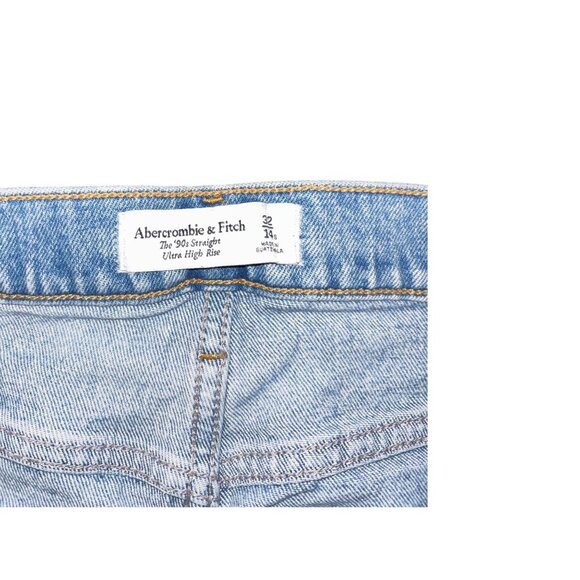 Abercrombie The 90's Straight Ultra High Rise 32/14 Distressed Ripped Knee Raw H - Picture 4 of 8